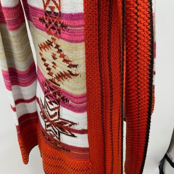 BCBGMaxazria Cardigan Womens L Large Aztec Open Front Draped Crochet Sweater - Picture 4 of 14